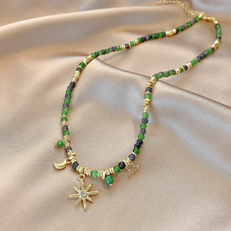 复古太阳花串珠项链女古风高级感配饰2024新款爆款小众设计锁骨链