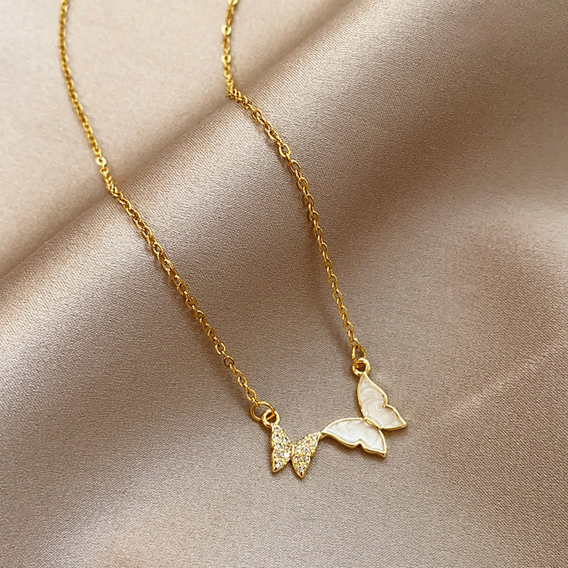 那片海蝴蝶钛钢项链女