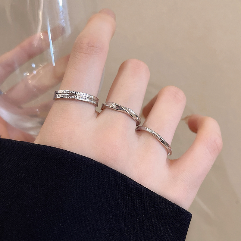 素圈三件套开口戒指女简约高级感食指戒2024新款爆款时尚个性指环