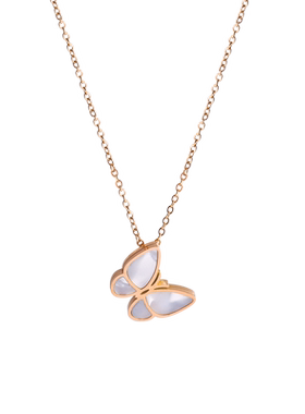 那片海钛钢白贝母蝴蝶项链