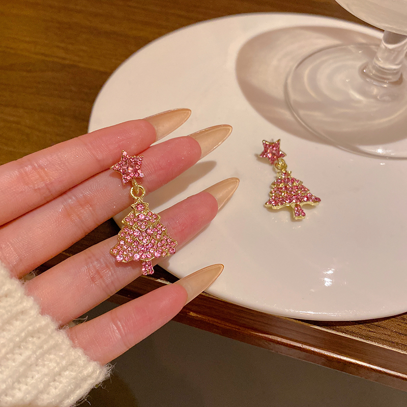 流苏轻奢高级感圣诞树耳环