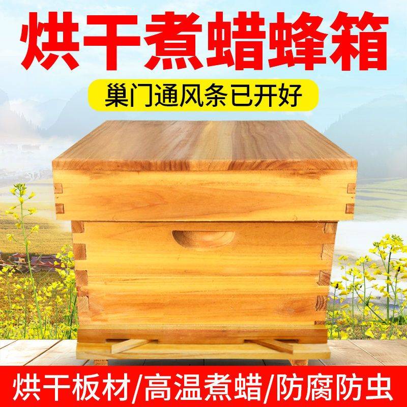 煮蜡蜂箱中蜂全套巢框带框巢础杉木蜜蜂用具养蜂开巢门通风条高箱