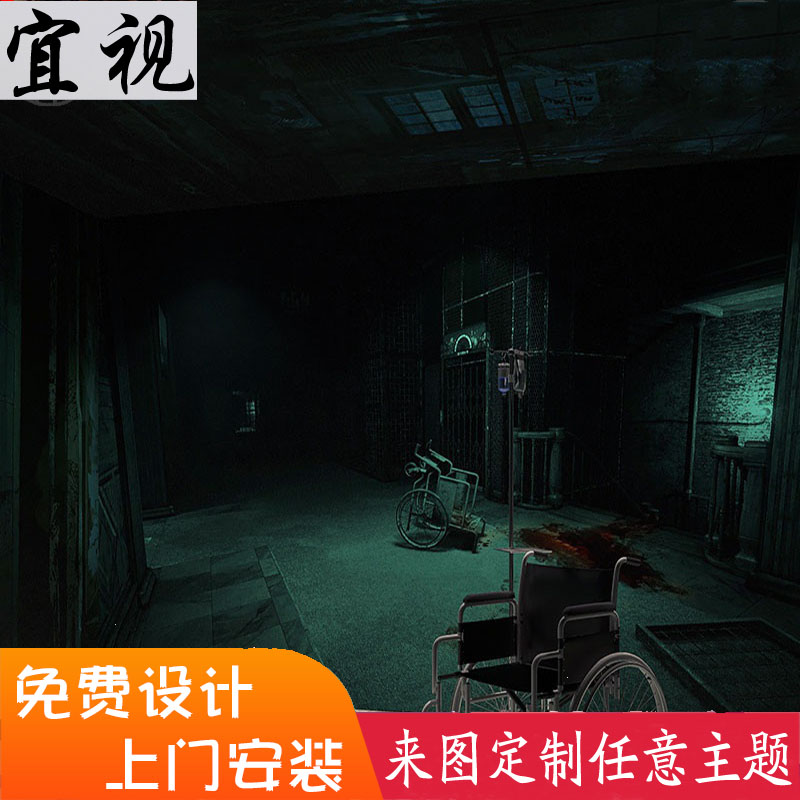 狼人剧本杀恐怖壁纸密室逃脱鬼屋主题3d复古怀旧废墟走廊建筑墙纸