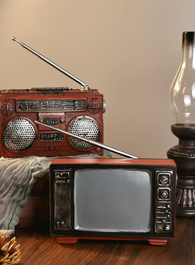 厂家美式怀旧老式电视机树脂摆件创意礼物复古做旧工艺品摆件