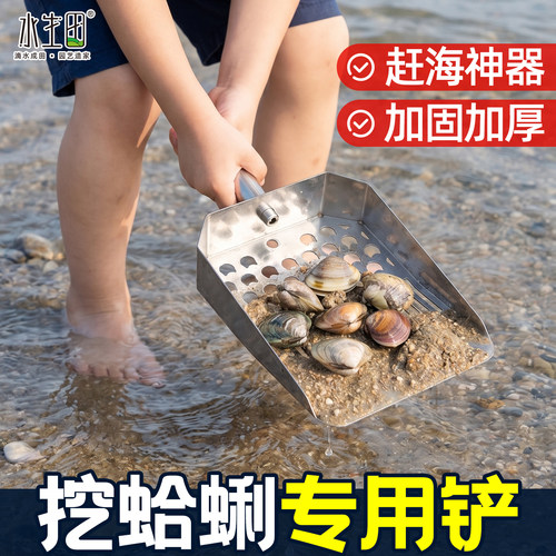 赶海挖花蛤蜊不锈钢漏网铲子