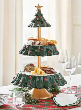 跨境爆款独立站圣诞树水果甜品分食器节日树脂装饰品摆件