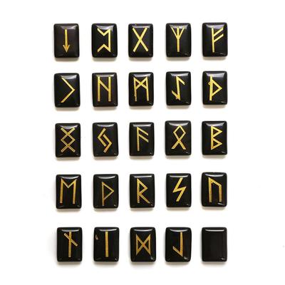 跨境外贸水晶宝石玛瑙卢恩符文刻字Runes卢恩符文刻字如尼石