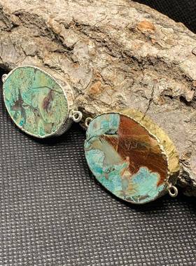 跨境出口新海洋玛瑙石不规则形时尚手链项链连接器欧美吊坠欧美风