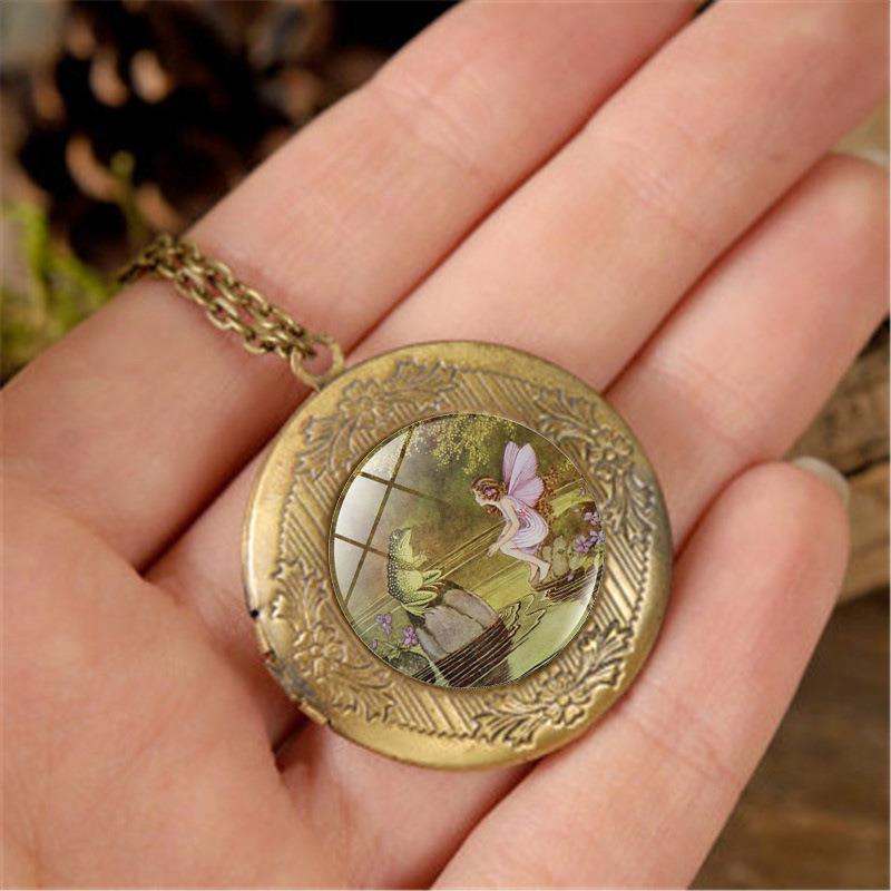 精灵仙女和青蛙王子时光宝石吊坠相盒项链女复古欧美毛衣链小礼物