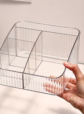 日本MU化妆品收纳盒桌面高级感透明护肤箱笔刷筒口红梳妆台置物架