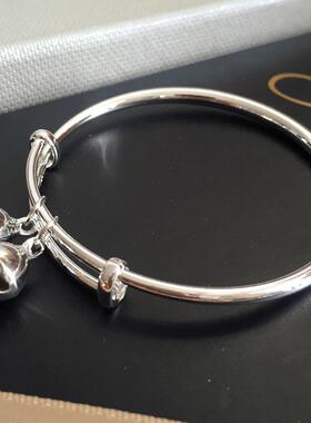 日韩潮牌流行饰品银色铃铛手镯光面实心手环时尚简约女士镯子