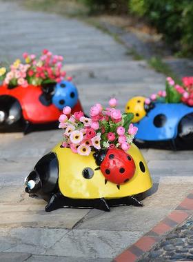 七星瓢虫甲虫摆件户外别墅花园庭院花盆装饰园林景观卡通动物雕塑