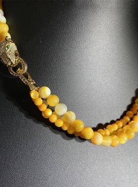 贝壳项链小众设计黄色毛衣链名媛款欧美流行风三层感厂家直供