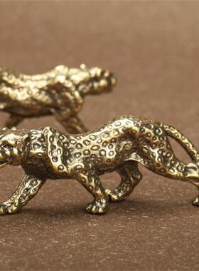 铜实心一路暴发金钱豹手把件挂件汽车中控台摆件随身把玩收藏品