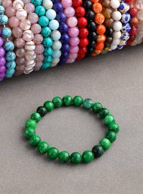 跨境爆款8mm天然玛瑙单圈手串水晶手链男女通用简约珠宝首饰