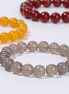 原矿天然白玛瑙手串文玩单圈手链男女饰品礼物冰透圆珠串厂家直销