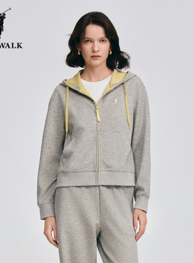 POLOWALK连帽卫衣开衫女26年春季新款保罗女装时尚撞色运动风外套