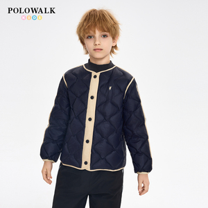 POLOWALK童装男童羽绒服2024冬季新款儿童圆领保暖开衫内胆外套潮