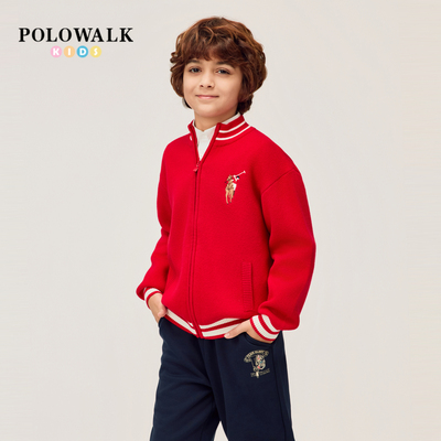 POLOWALK童装男童休闲立领针织衫