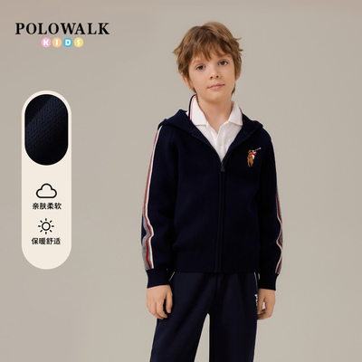POLOWALK男童百搭连帽休闲针织衫