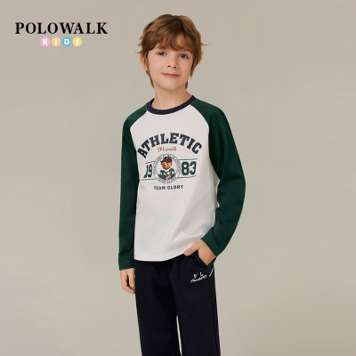 POLOWALK男童时尚印花长袖T恤衫