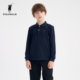 POLOWALK童装男童t恤长袖polo衫2025秋季新款保罗儿童翻领打底衫