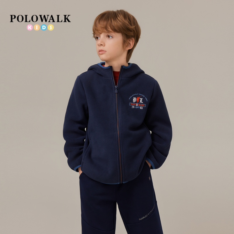 POLOWALK男童百搭连帽摇粒绒外套