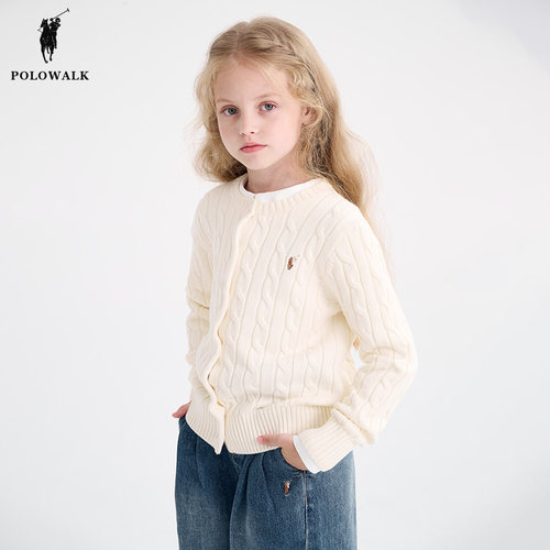 POLOWALK女童立体绞花毛衣