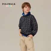 保罗儿童百搭圆领休闲上衣 新款 POLOWALK童装 男童印花卫衣2025秋季
