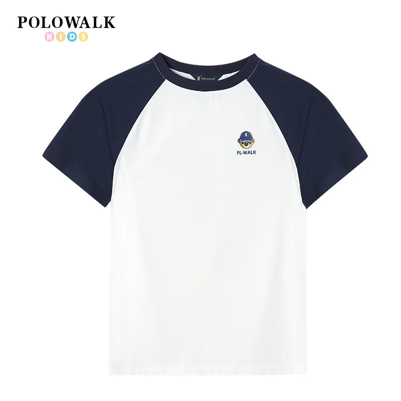 POLOWALK男童休闲时尚撞色t恤衫