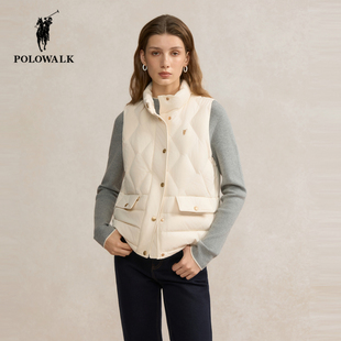POLOWALK羽绒马甲女25冬季新款保罗女装时尚立领百搭厚款保暖背心