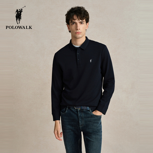 纯色百搭翻领polo衫 POLOWALK男士 新款 T恤2024秋季 休闲上衣潮 长袖