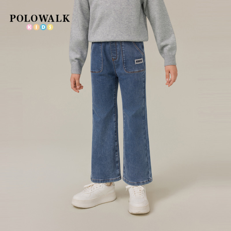 POLOWALK女童百搭时尚微喇牛仔裤图片