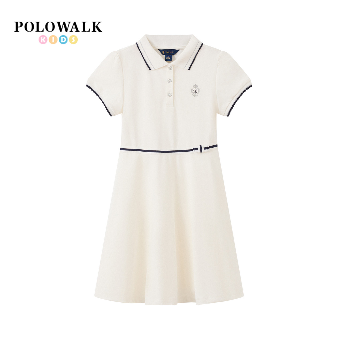 POLOWALK童装女童短袖连衣裙26夏季新款保罗儿童简约休闲风公主裙