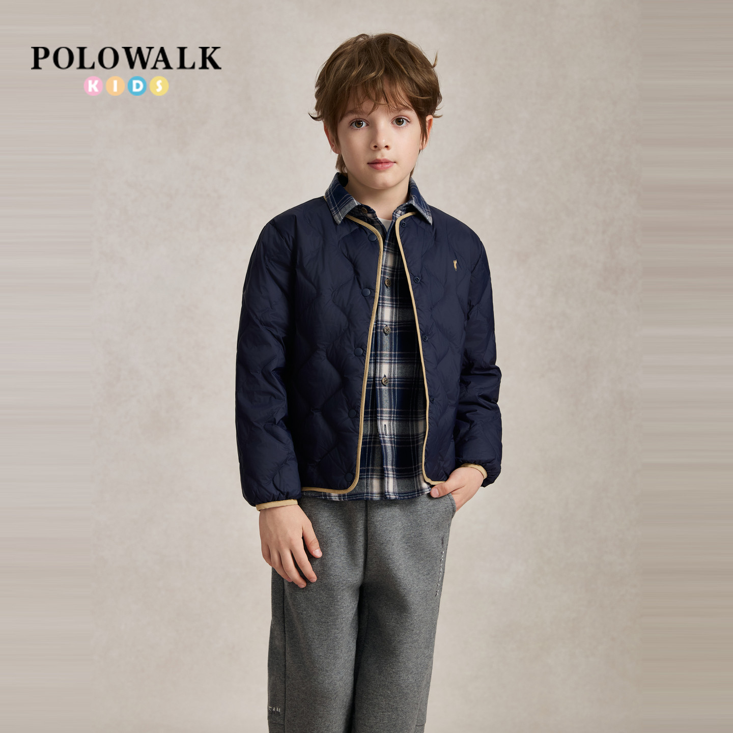 POLOWALK童装男童羽绒服外套2026秋冬新款保罗儿童圆领羽绒服内胆