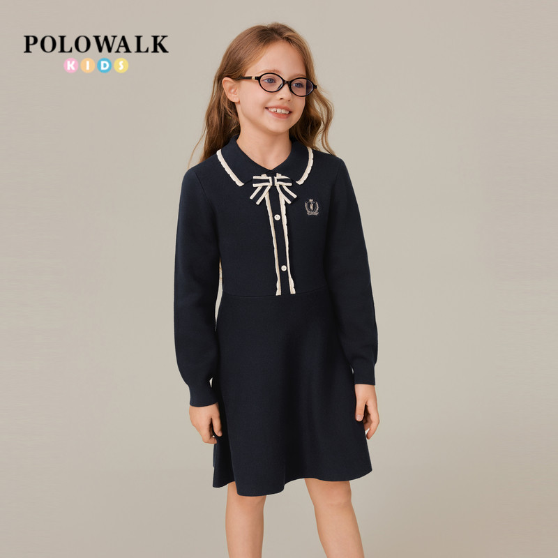 POLOWALK童装女童百搭长袖连衣裙图片