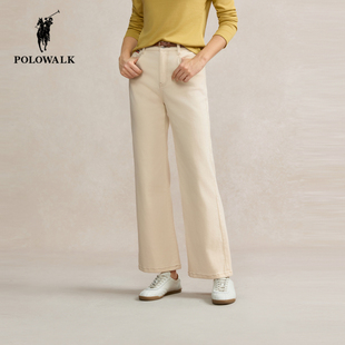 POLOWALK直筒牛仔裤女2025秋季新款保罗女装通勤百搭显瘦微喇裤子