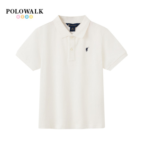 POLOWALK童装男童白色短袖polo衫