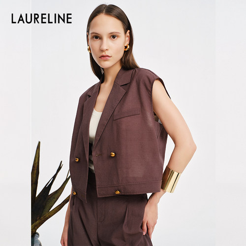 LAURELINE/洛瑞琳复古马夹年夏季新款叠穿百搭简约背心马甲女