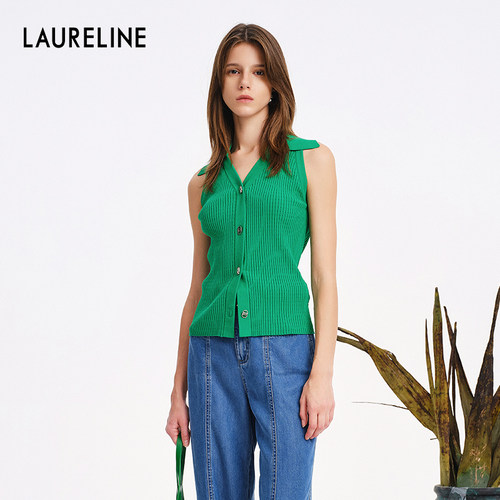 LAURELINE/洛瑞琳背心毛衫年夏季新款显白清新简约气质上衣