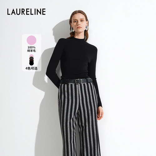 LAURELINE/洛瑞琳绵羊毛半高领长袖针织衫女通勤修身打底衫多色