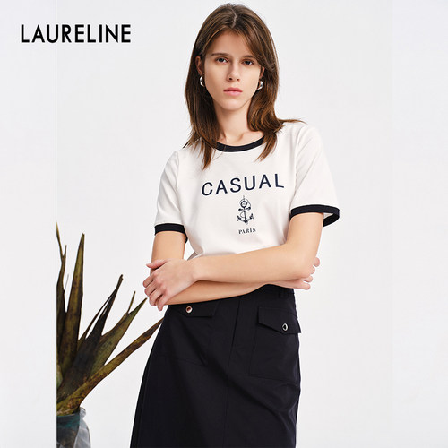LAURELINE/洛瑞琳短袖夏季新款商场同款简约百搭休闲T恤女