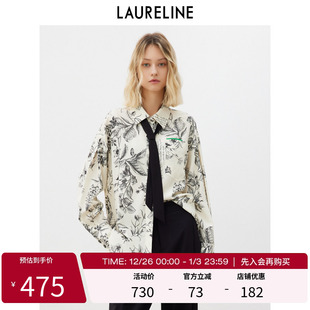 新款 2023年春季 宽松时髦配领带上衣女 洛瑞琳印花衬衫 LAURELINE
