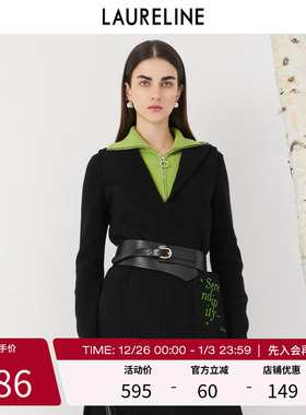 LAURELINE/洛瑞琳毛绵羊毛100%针织衫2023冬季新款拼色时尚上衣女