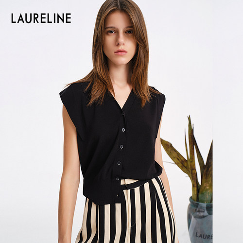 LAURELINE/洛瑞琳洋气减龄背心毛衫年夏季新款通勤打底衫女