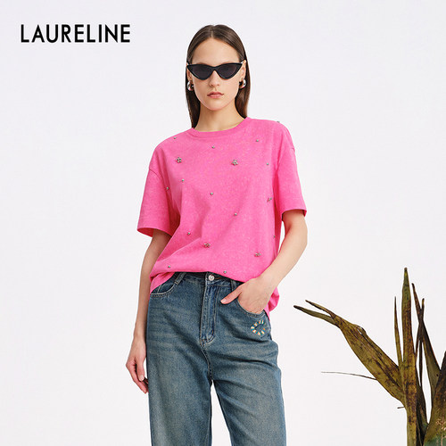 LAURELINE/洛瑞琳清凉透气短袖年夏季新款显白减龄上衣T恤女