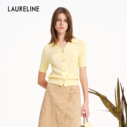 LAURELINE/洛瑞琳简约开衫年春季新款百搭时尚针织衫上衣女