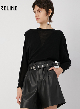 LAURELINE/洛瑞琳绵羊毛毛衫2023年秋季新款假两件休闲通勤上衣女