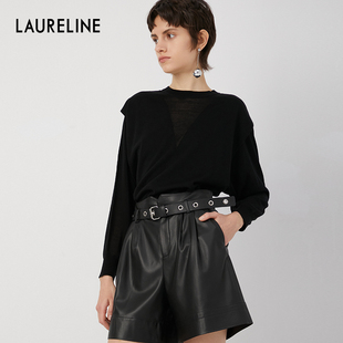 新款 2023年秋季 假两件休闲通勤上衣女 洛瑞琳绵羊毛毛衫 LAURELINE