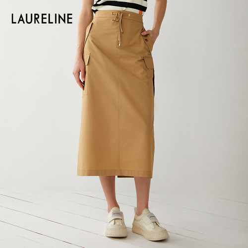 LAURELINE/洛瑞琳年夏季新款百搭直筒裙日常通勤气质长裙女